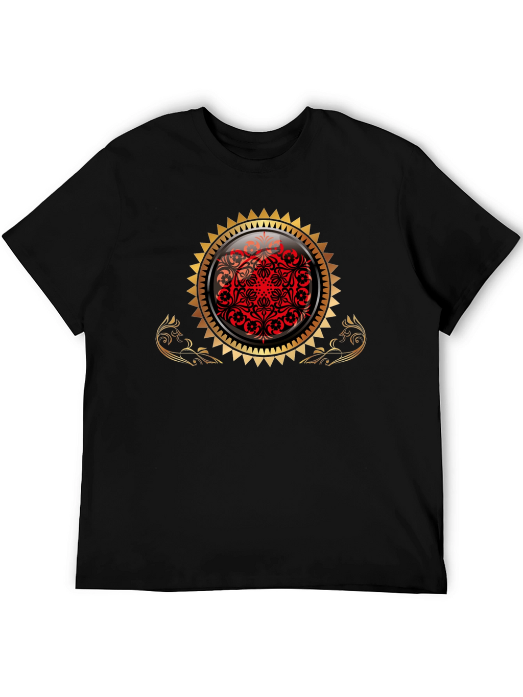 Stylish Black Tee with Ornamental Design
