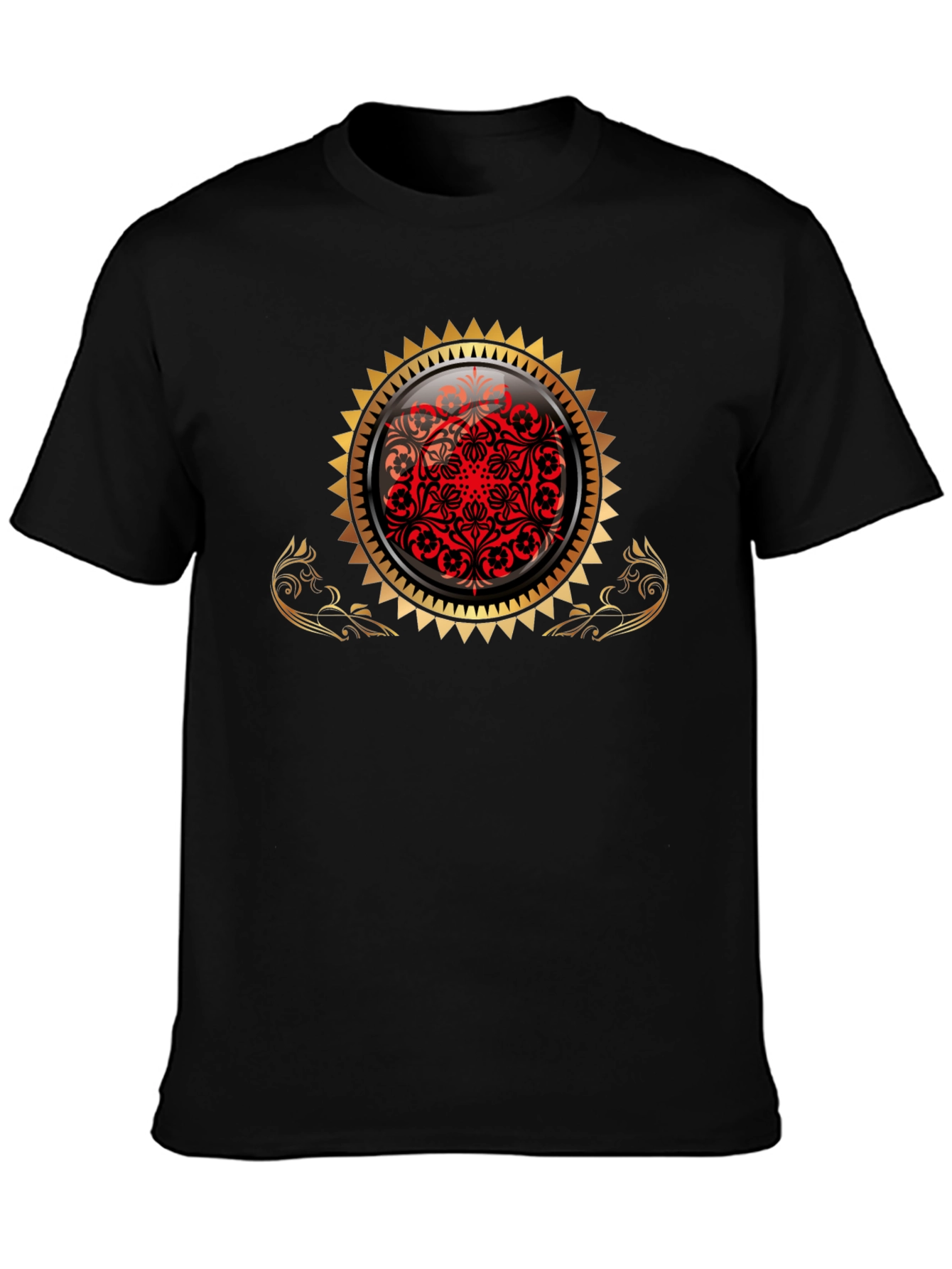 Stylish Black Tee with Ornamental Design