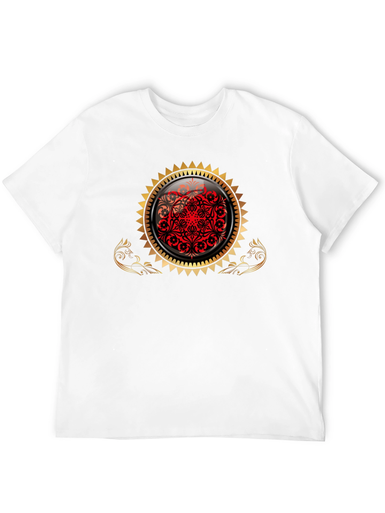 Stylish Black Tee with Ornamental Design
