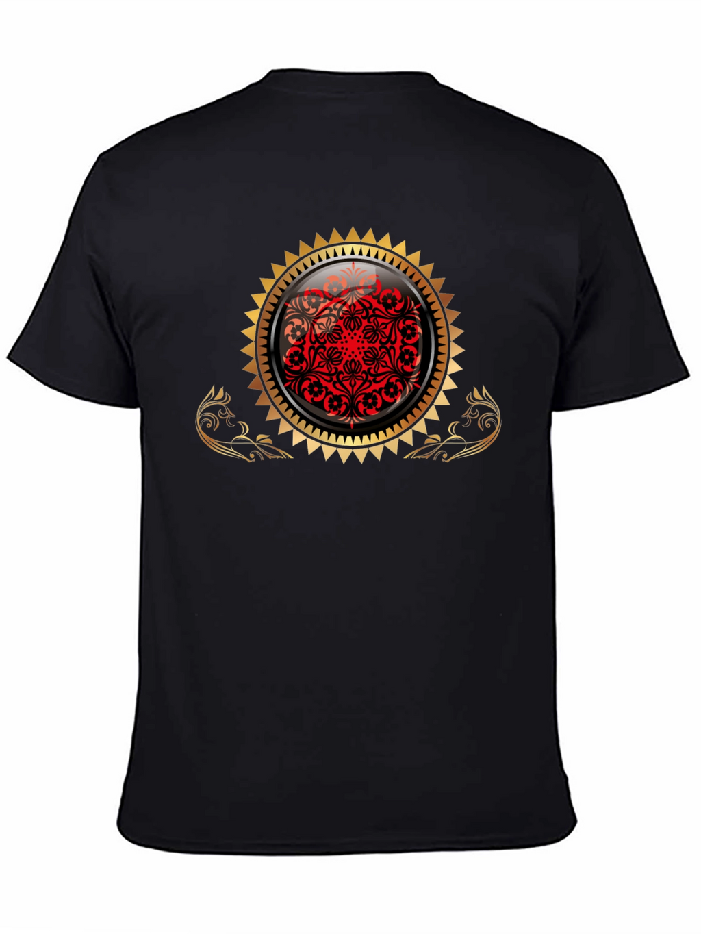 Stylish Black Tee with Ornamental Design