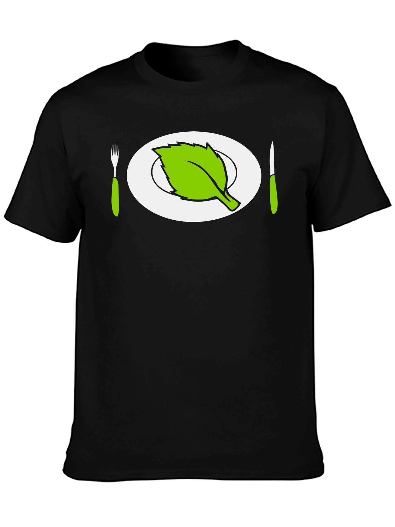 Vegan T-Shirt - Leaf Plate Fork Knife Graphic Tee