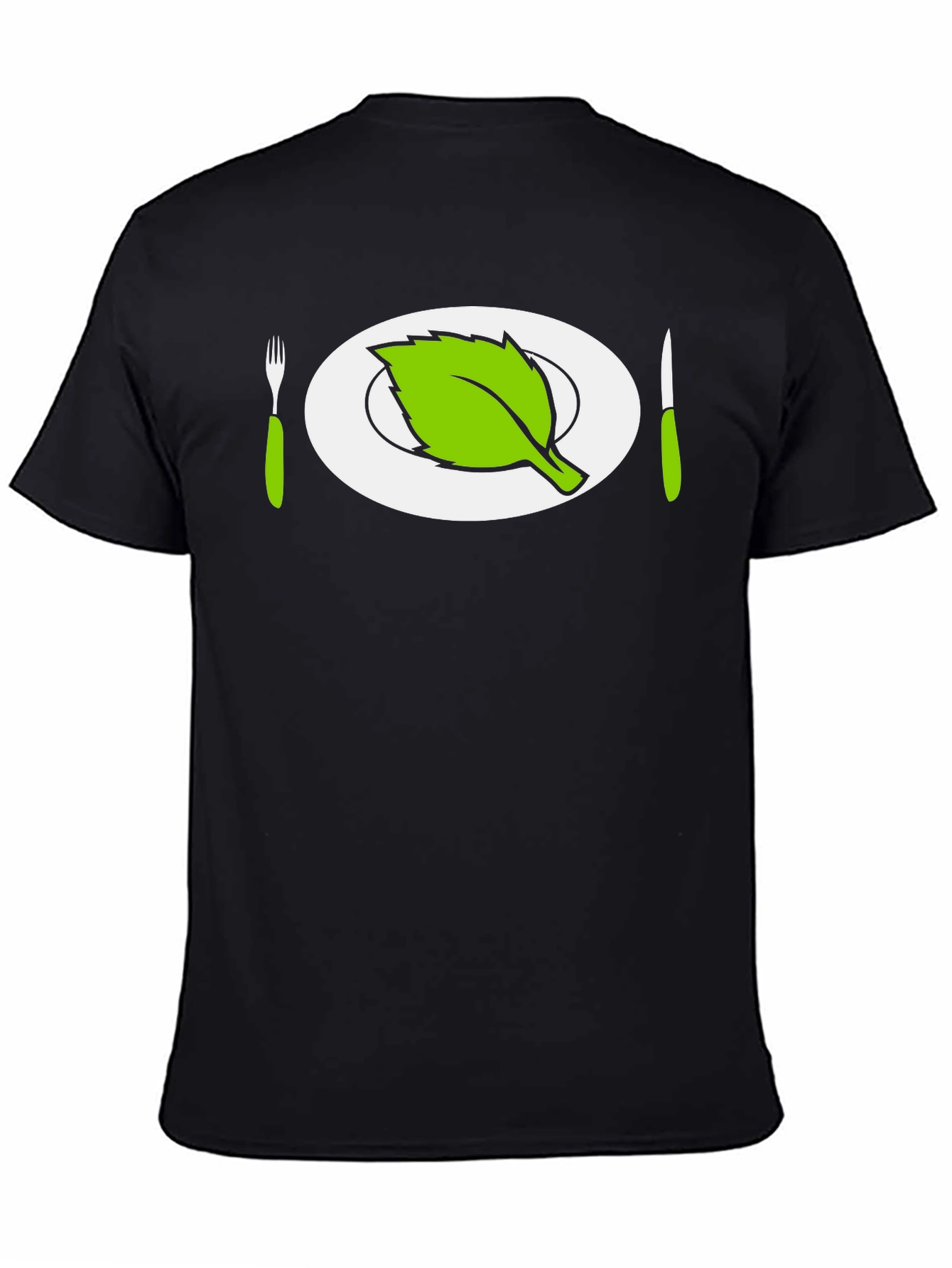 Vegan T-Shirt - Leaf Plate Fork Knife Graphic Tee