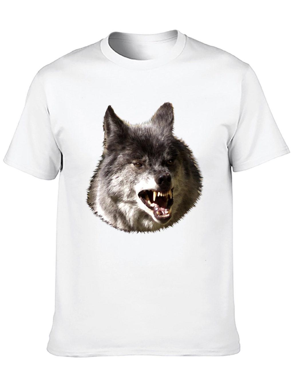 Mens Black T-Shirt with Wolf Graphic