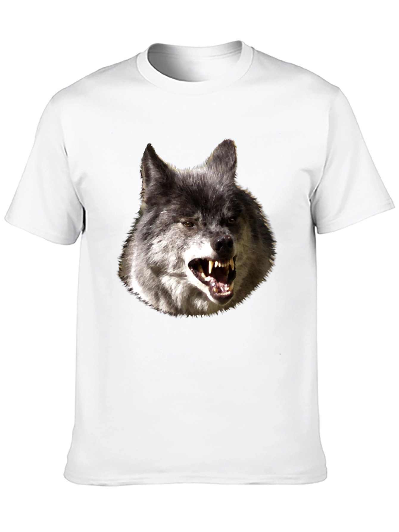 Mens Black T-Shirt with Wolf Graphic