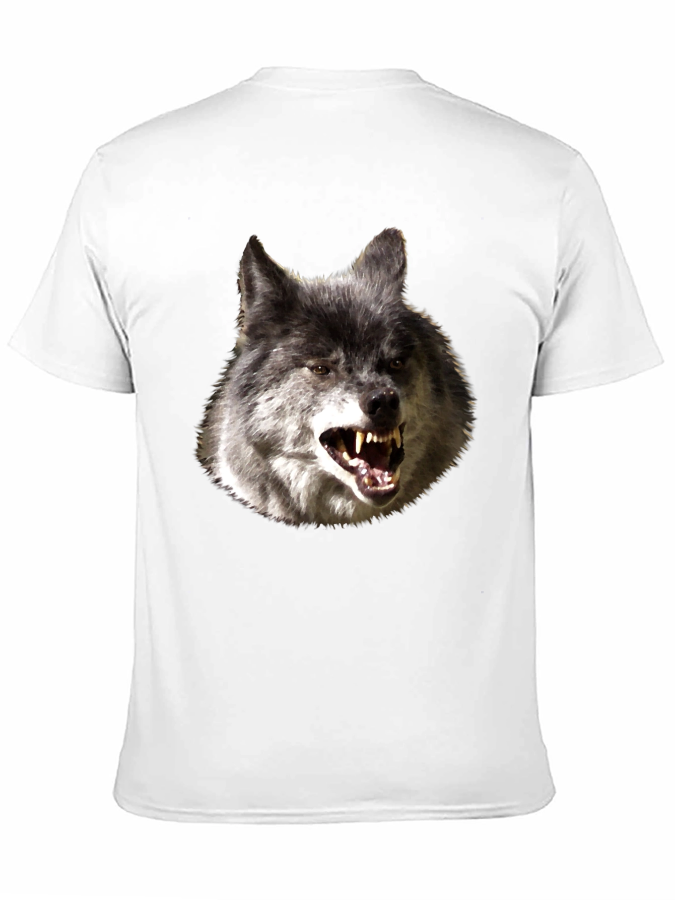 Mens Black T-Shirt with Wolf Graphic