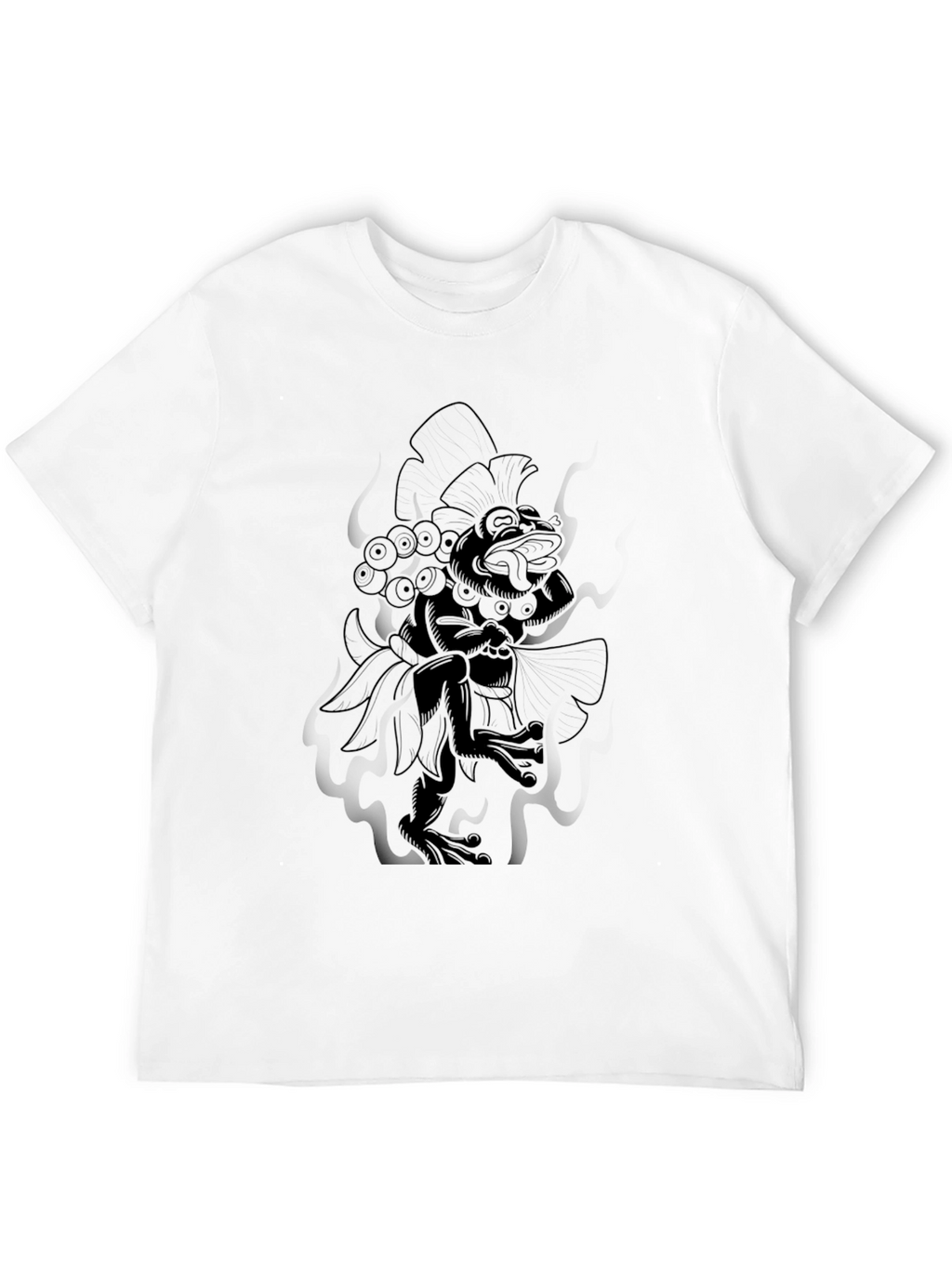 Black Graphic Tee - Aztec Frog Design