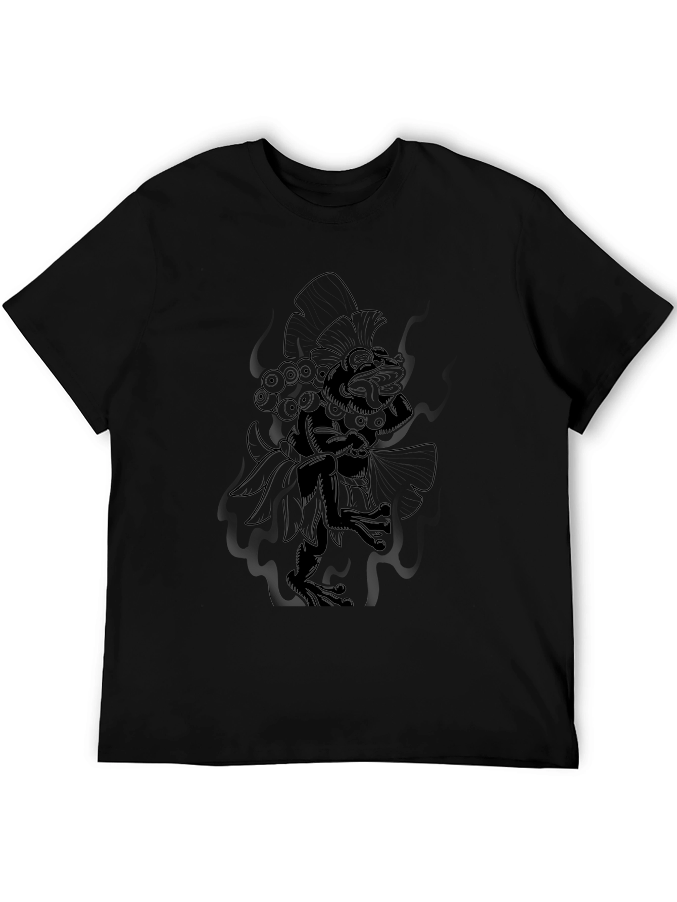 Black Graphic Tee - Aztec Frog Design