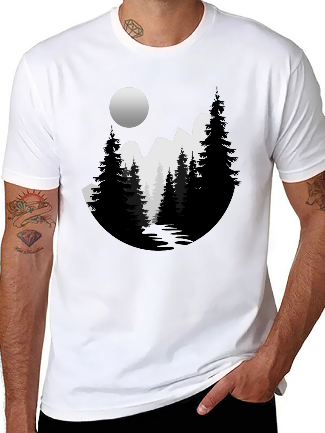 Mountain Moon Graphic Tee - Black