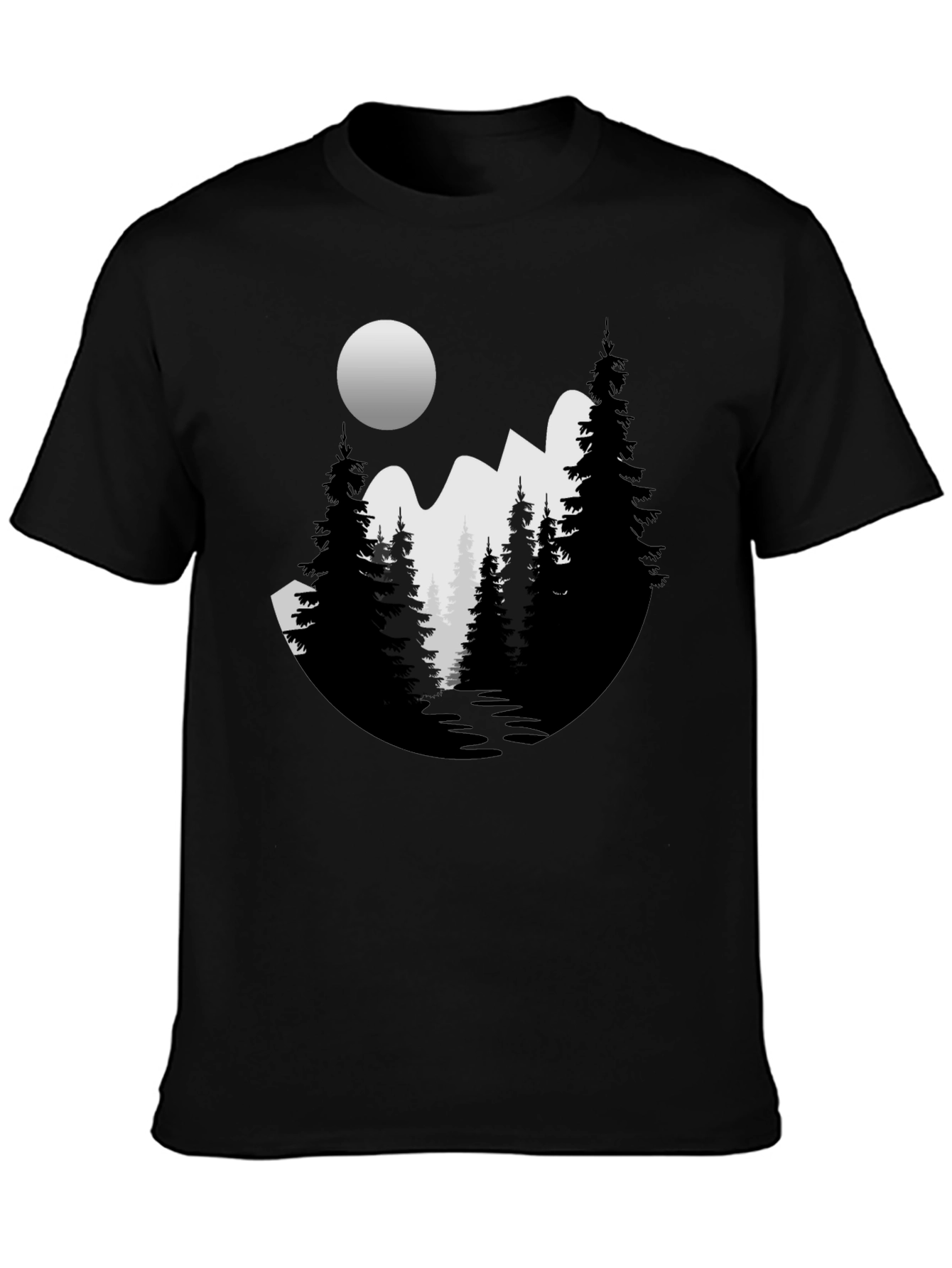 Mountain Moon Graphic Tee - Black