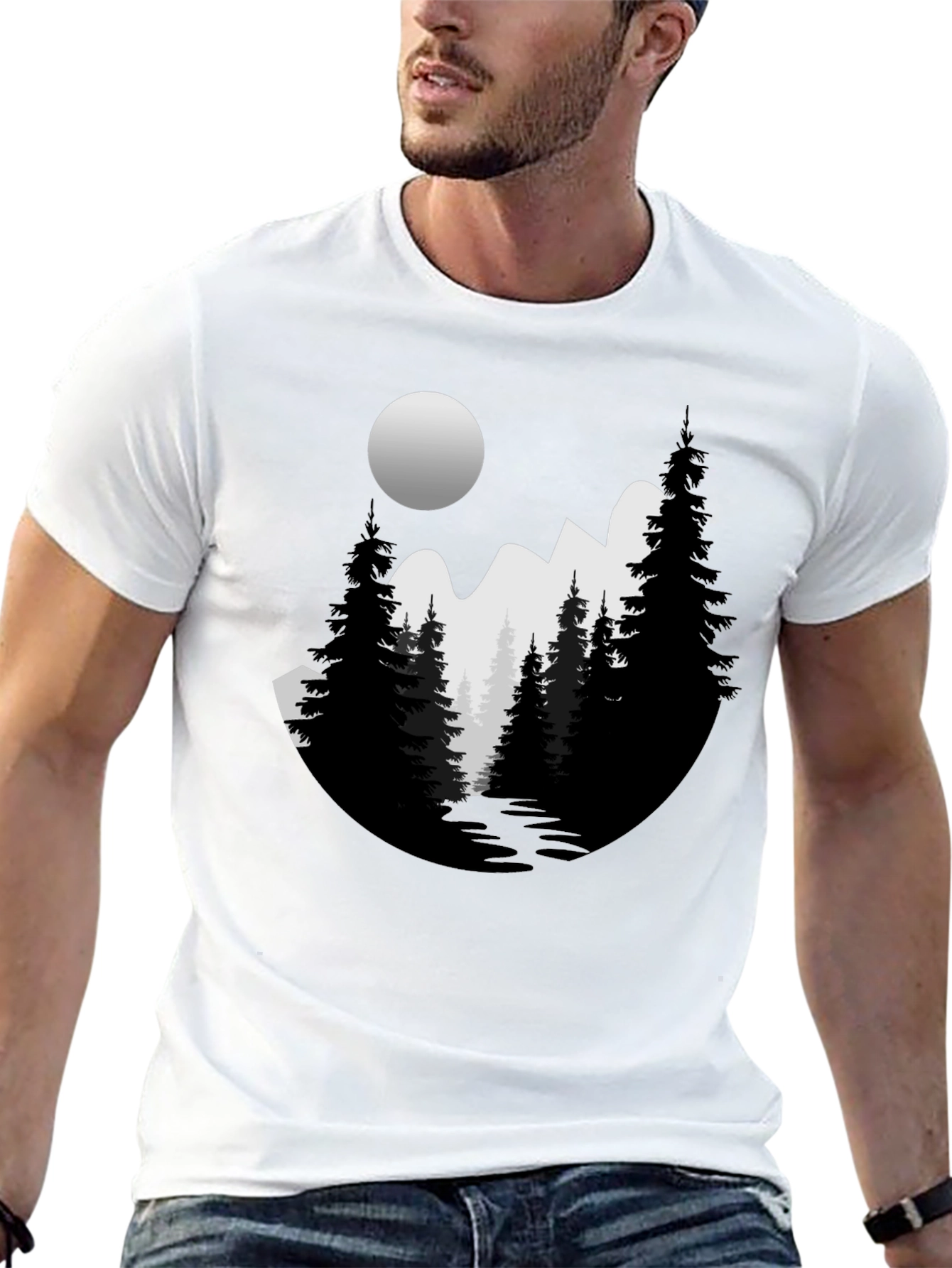 Mountain Moon Graphic Tee - Black