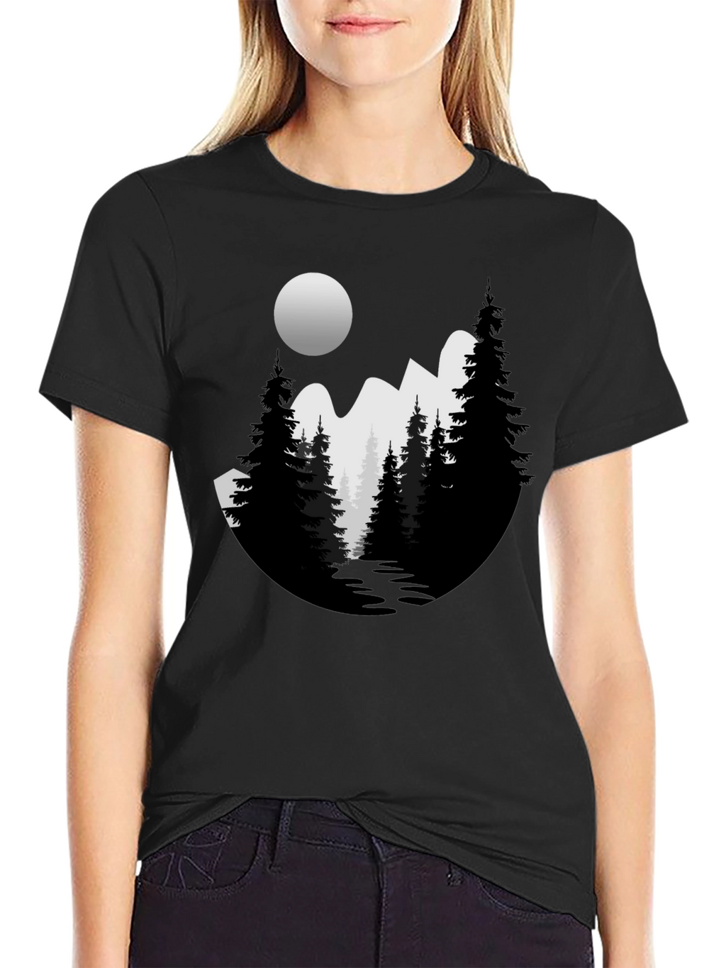 Mountain Moon Graphic Tee - Black