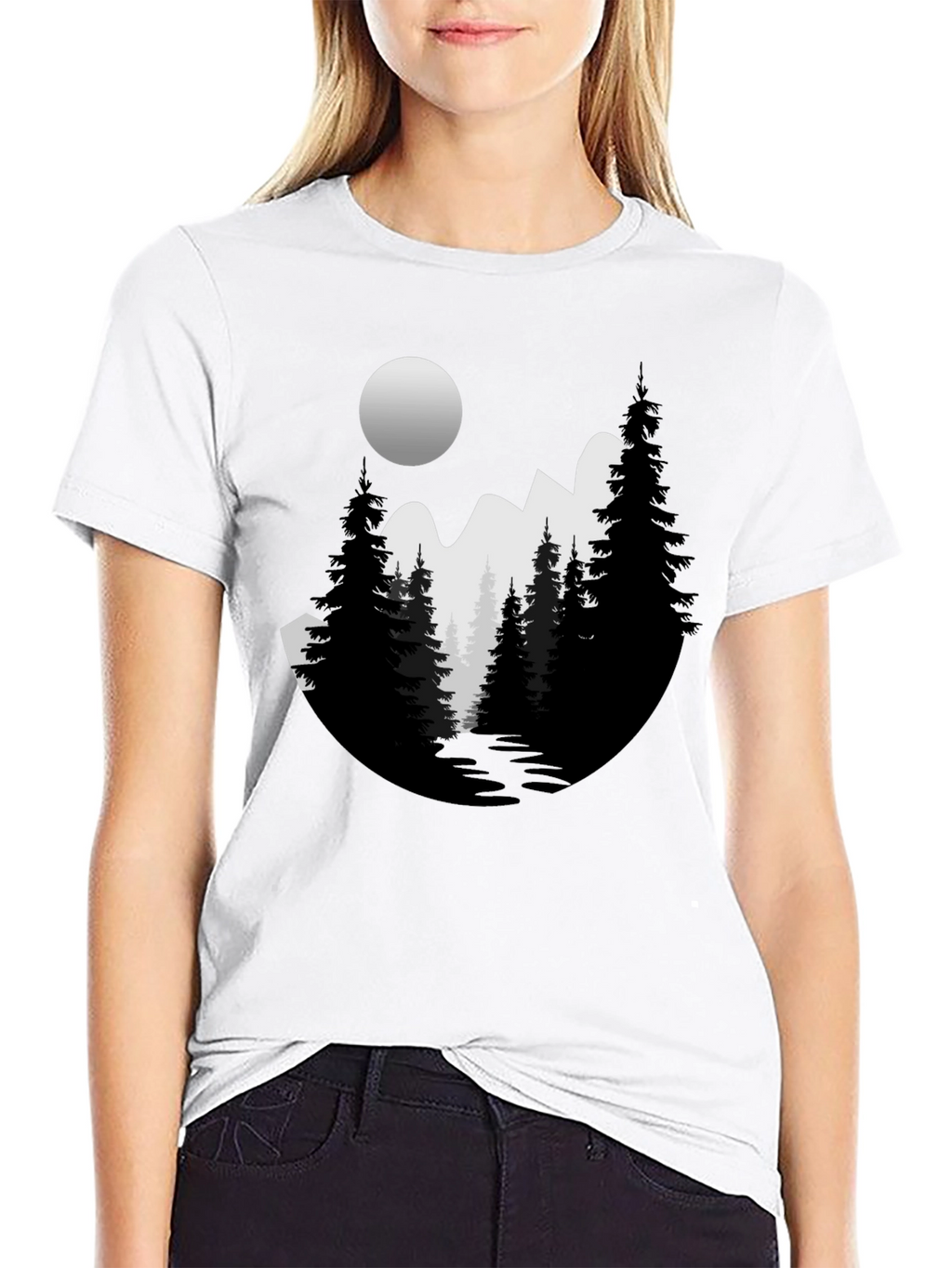 Mountain Moon Graphic Tee - Black