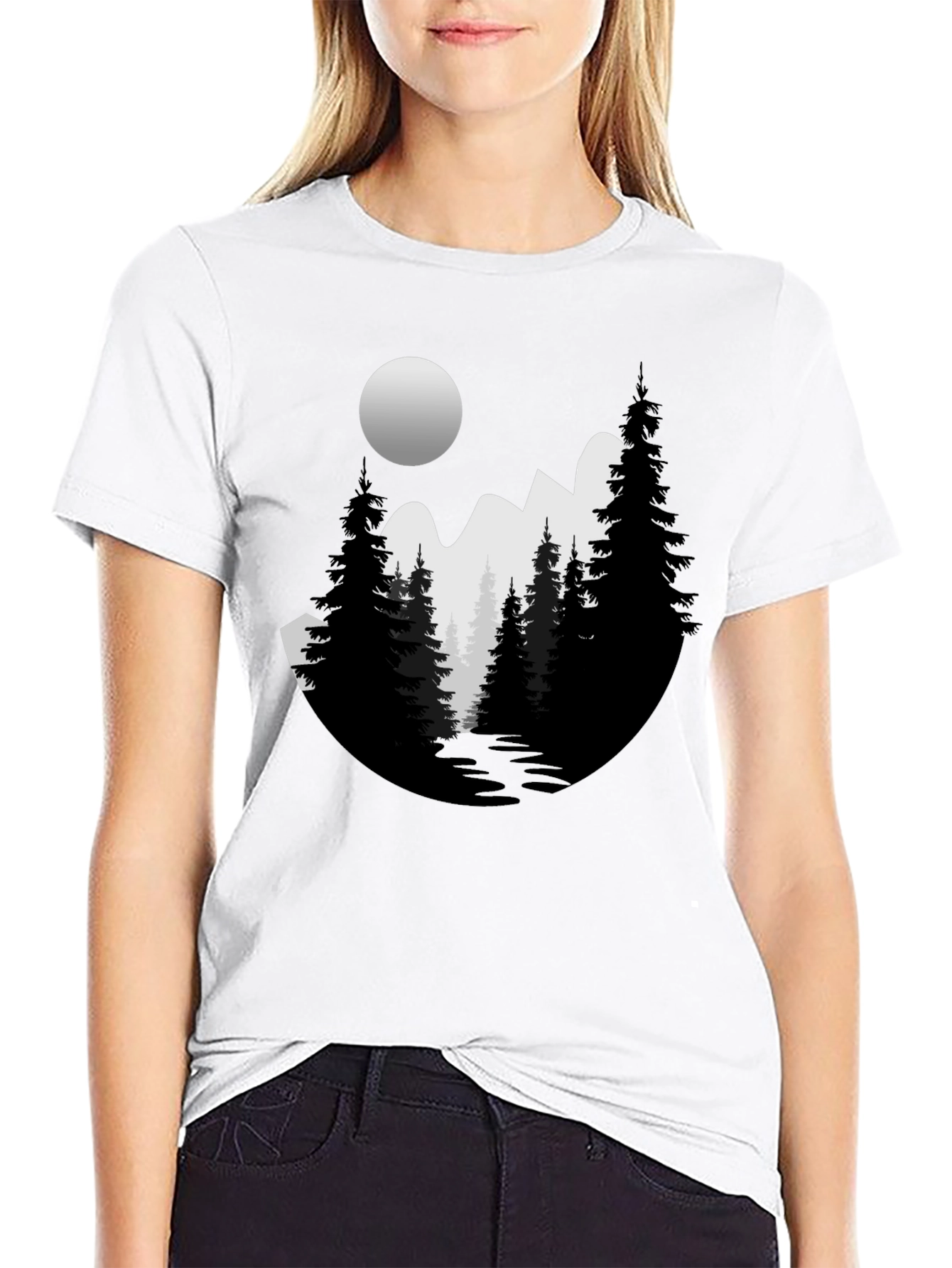 Mountain Moon Graphic Tee - Black