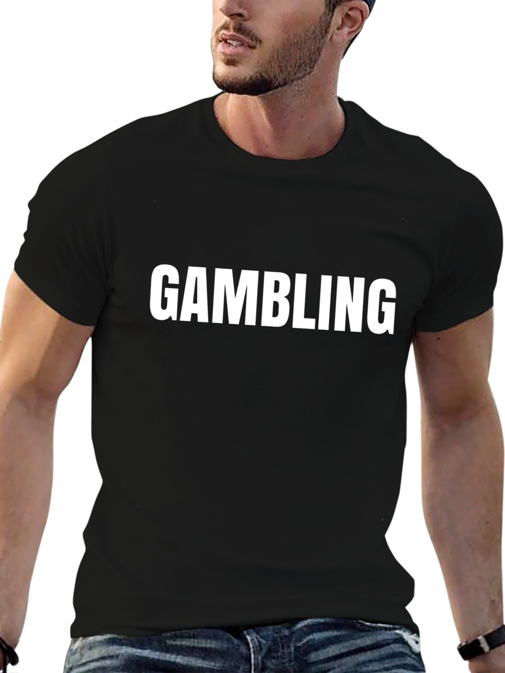 Gambling Graphic Tee - Black Crewneck T-Shirt