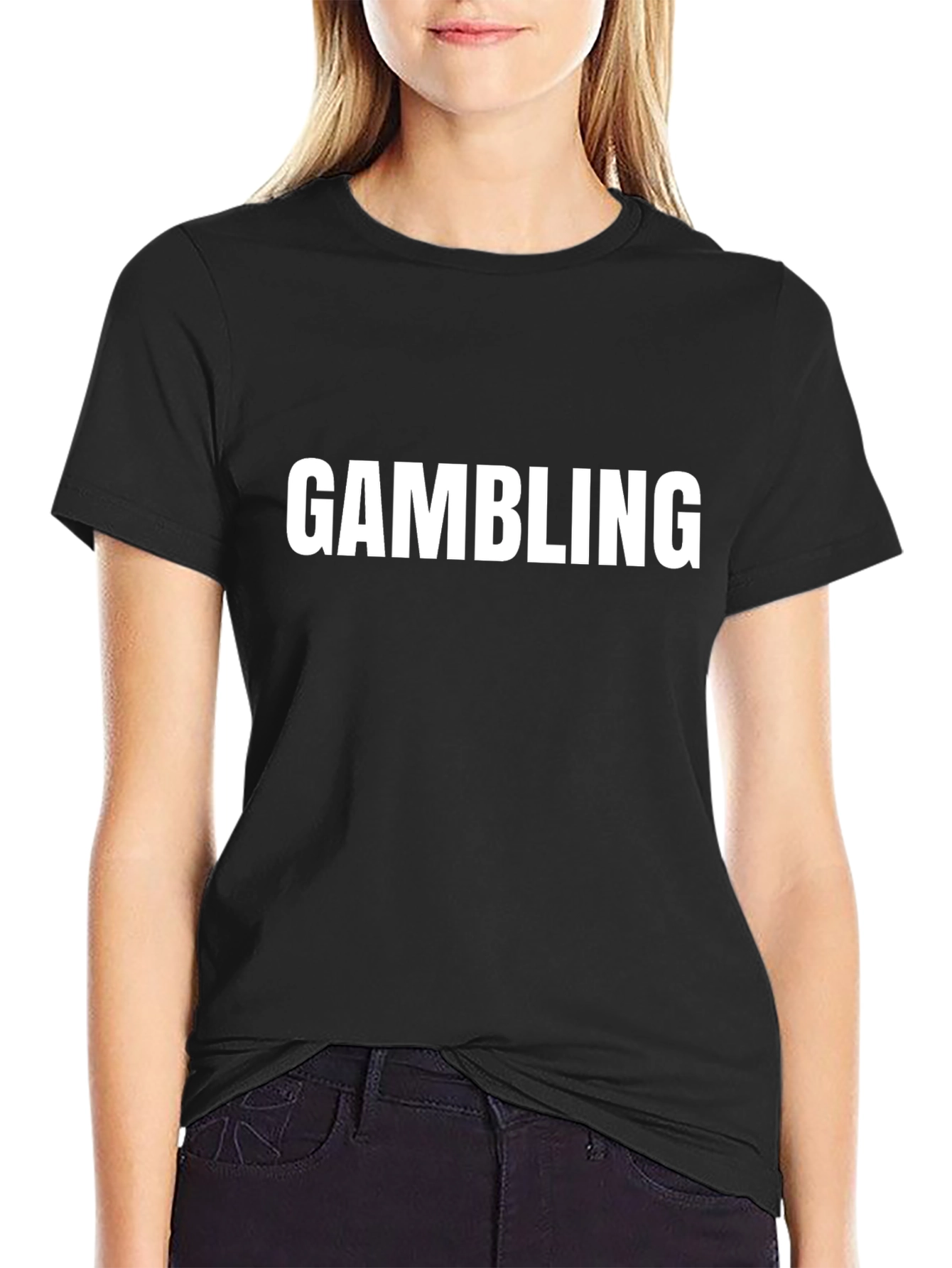 Gambling Graphic Tee - Black Crewneck T-Shirt