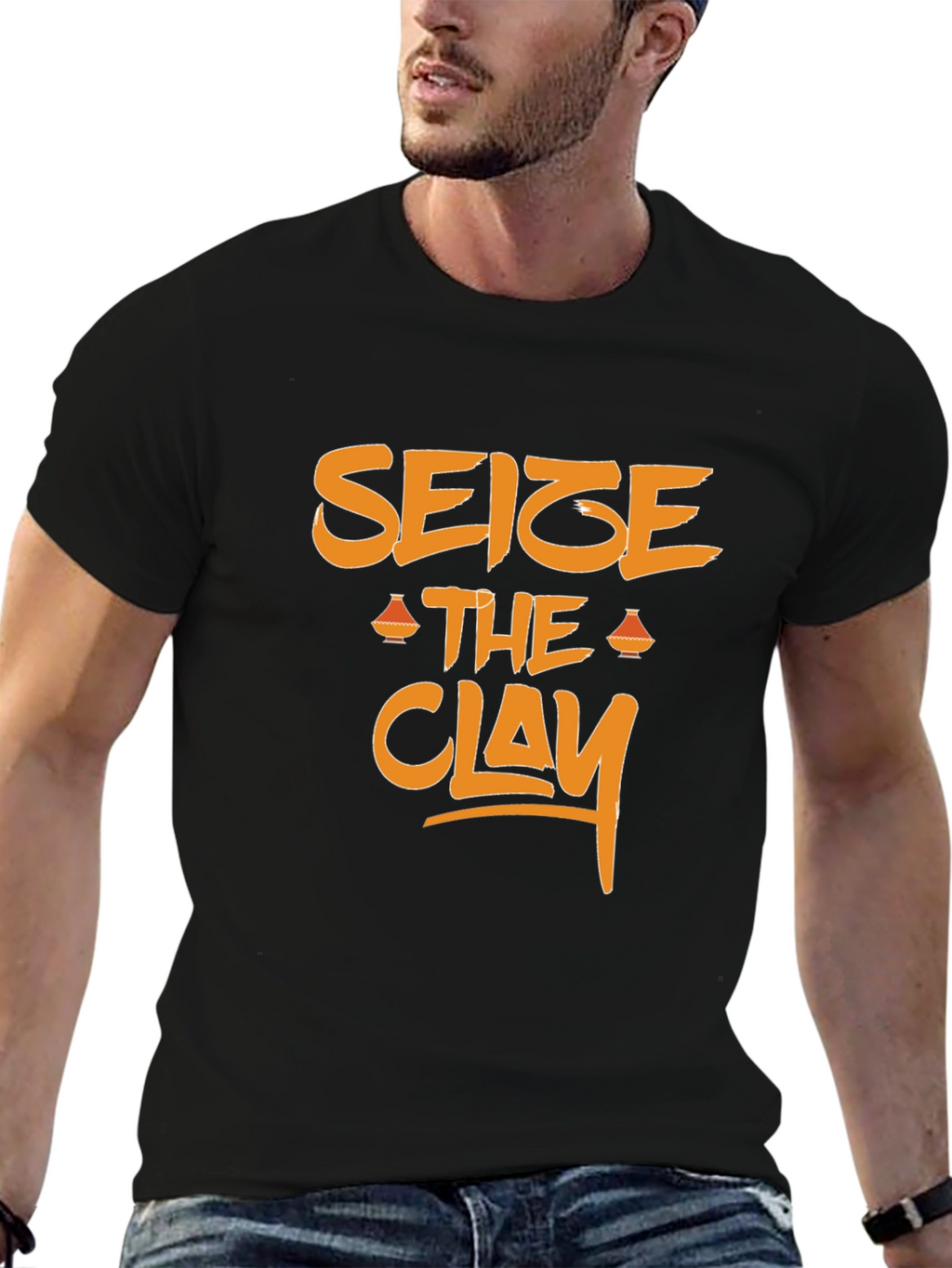 Seize the Clay Graphic Tee - Black Cotton T-Shirt