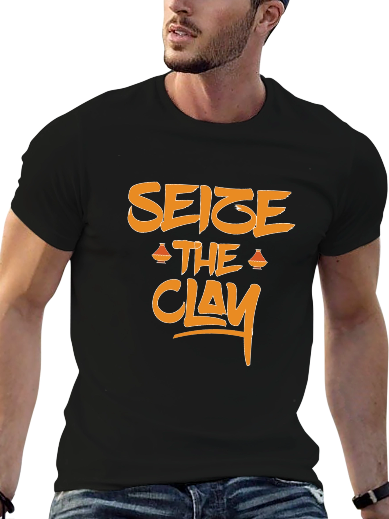 Seize the Clay Graphic Tee - Black Cotton T-Shirt