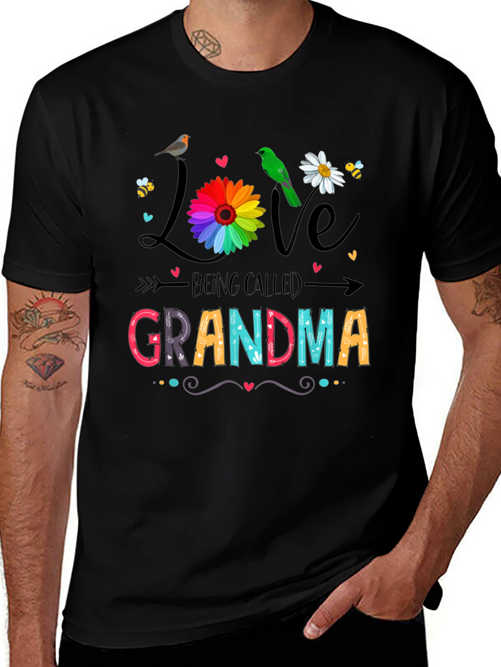 Love Being Called Grandma Black T-Shirt