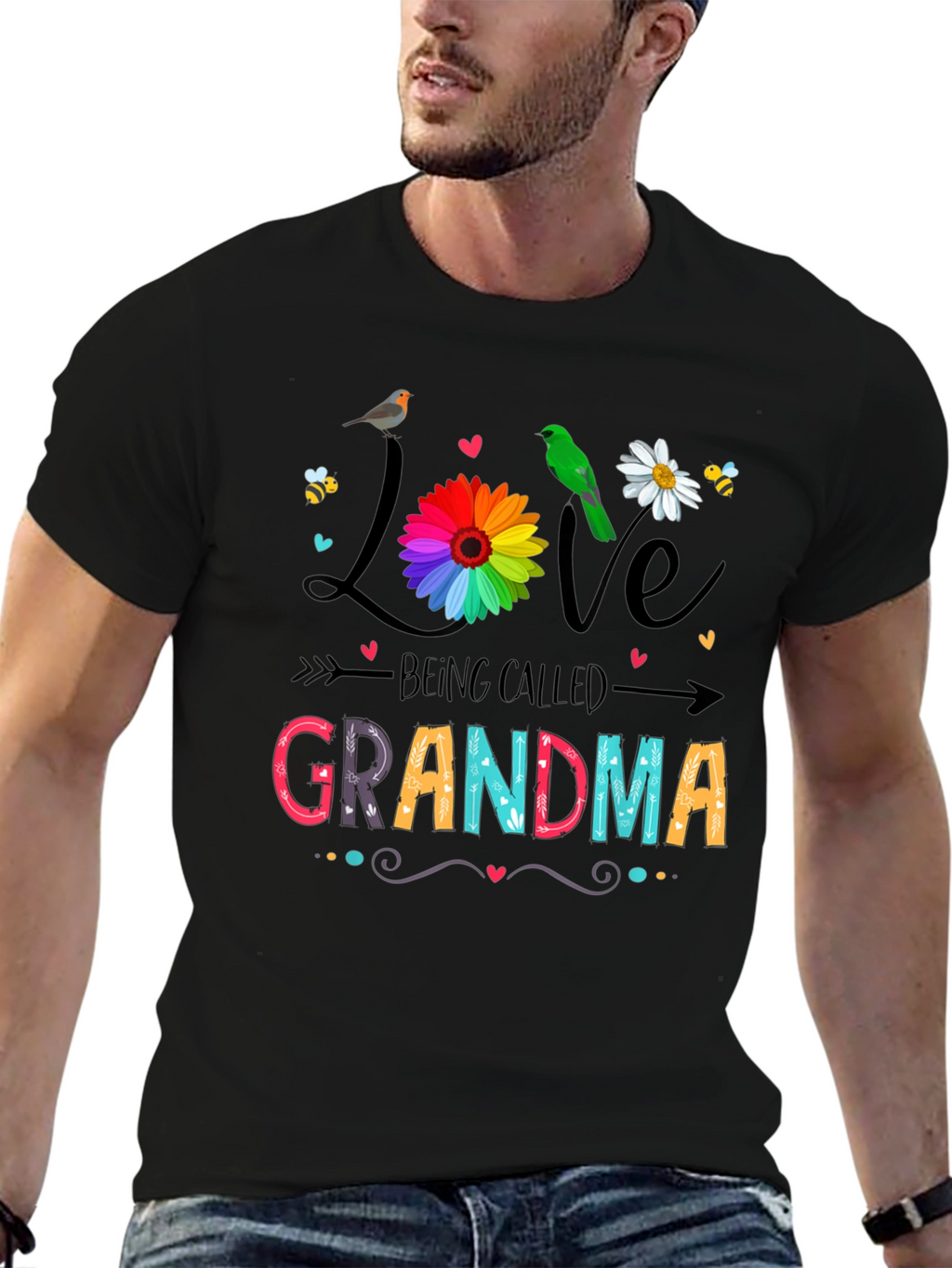 Love Being Called Grandma Black T-Shirt