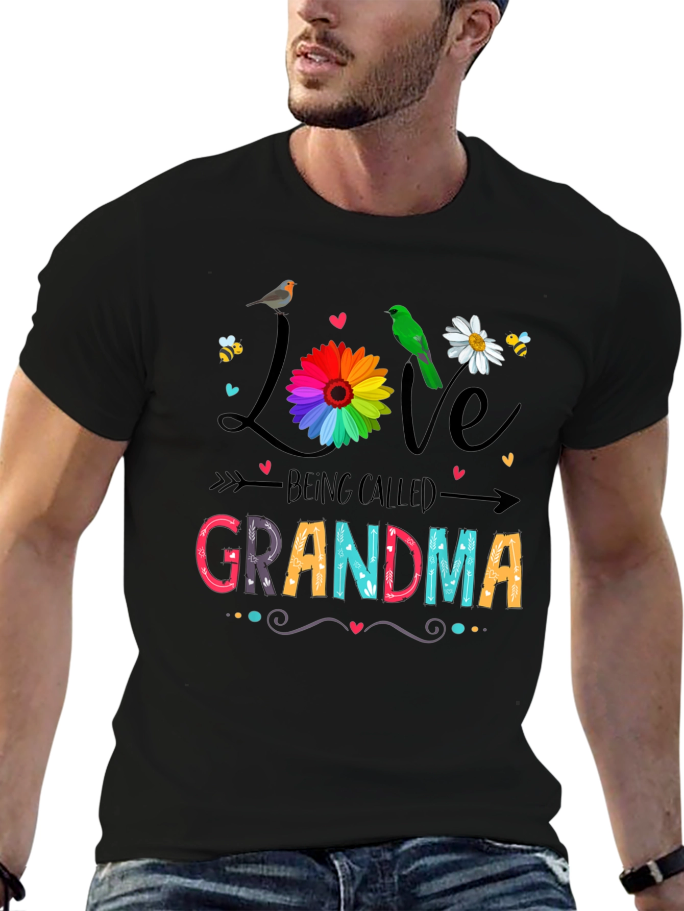 Love Being Called Grandma Black T-Shirt