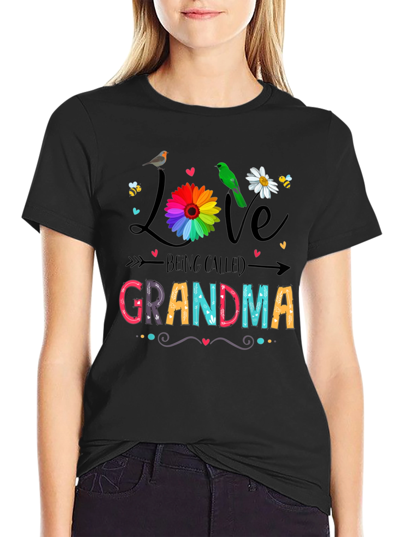 Love Being Called Grandma Black T-Shirt