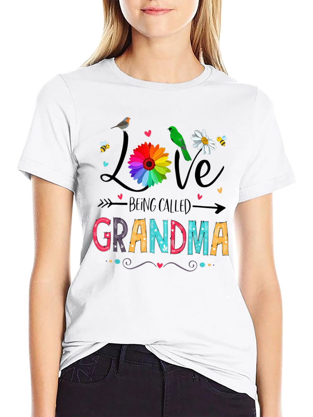 Love Being Called Grandma Black T-Shirt