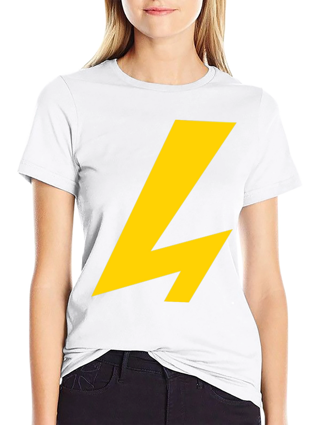 Black T-Shirt with Yellow Lightning Bolt Graphic
