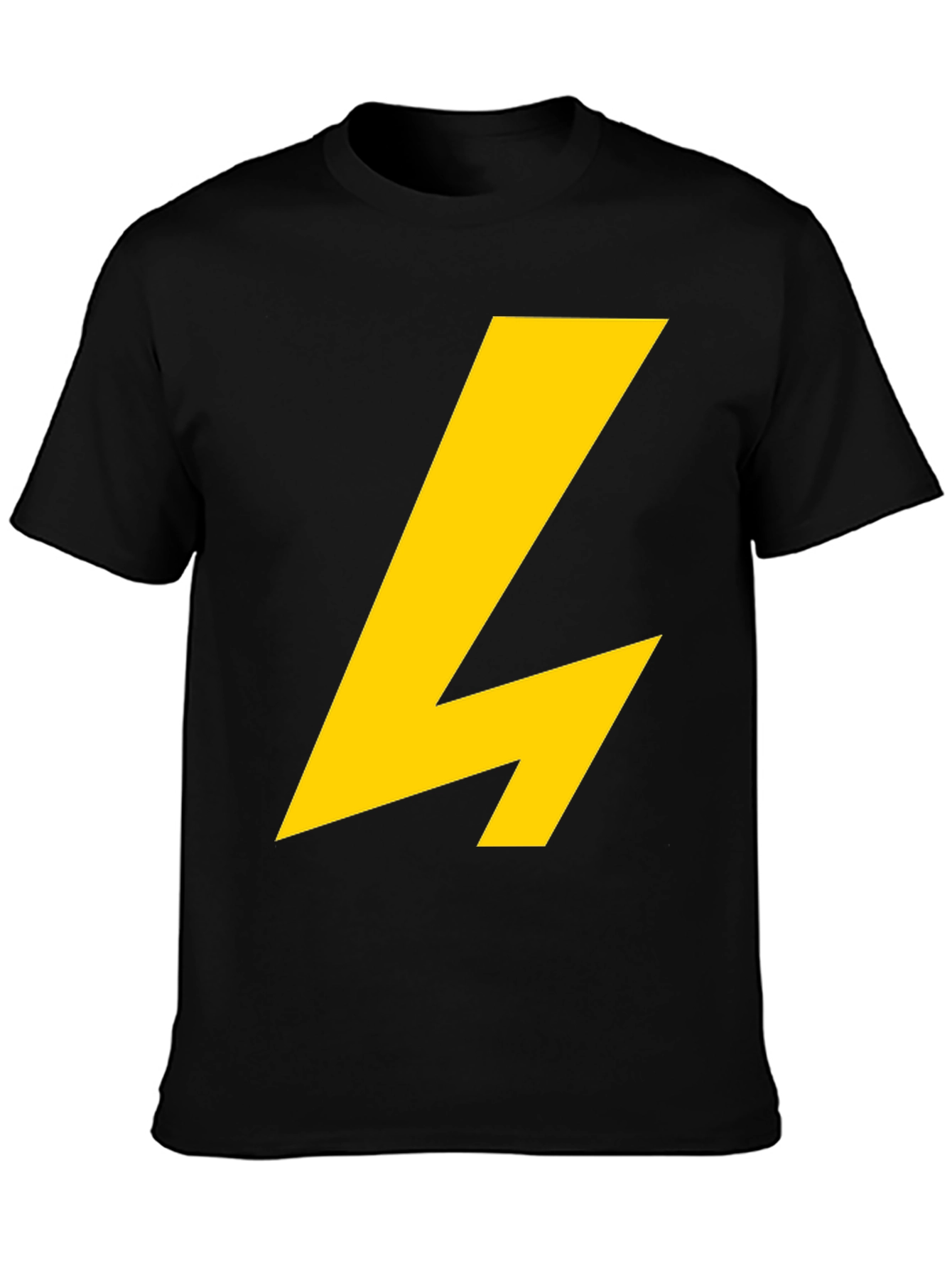 Black T-Shirt with Yellow Lightning Bolt Graphic