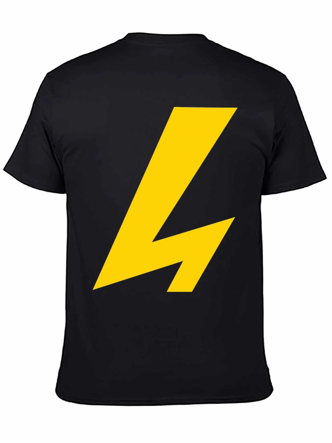 Black T-Shirt with Yellow Lightning Bolt Graphic