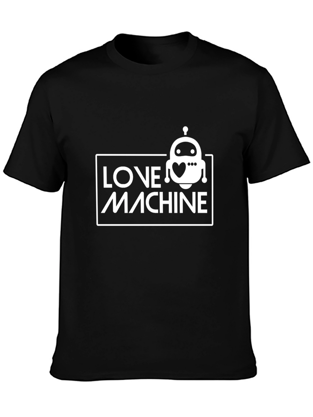 Love Machine Robot Graphic Tee - Black Casual T-Shirt