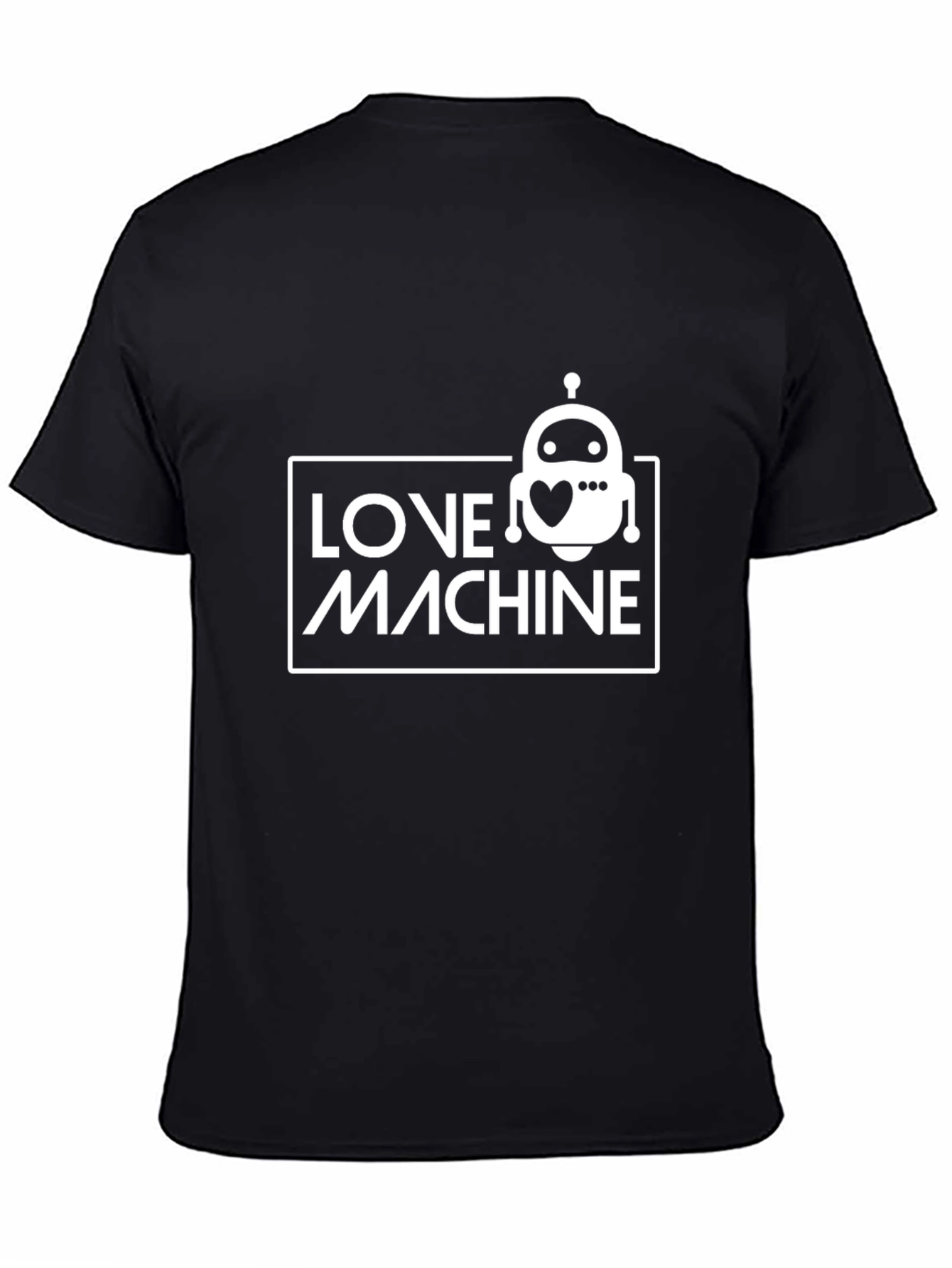 Love Machine Robot Graphic Tee - Black Casual T-Shirt