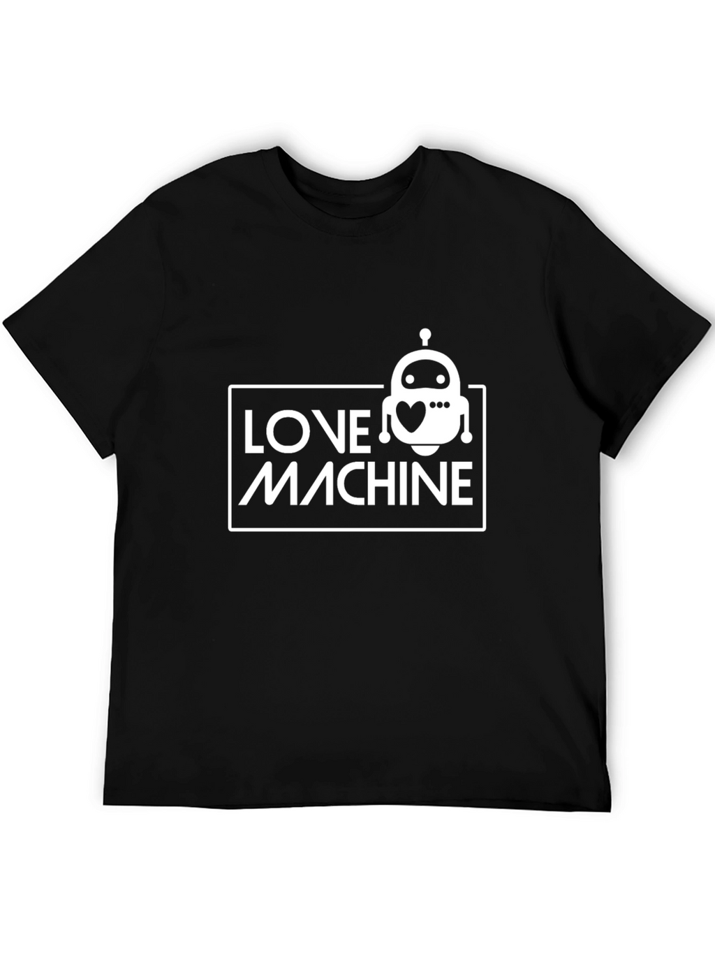Love Machine Robot Graphic Tee - Black Casual T-Shirt