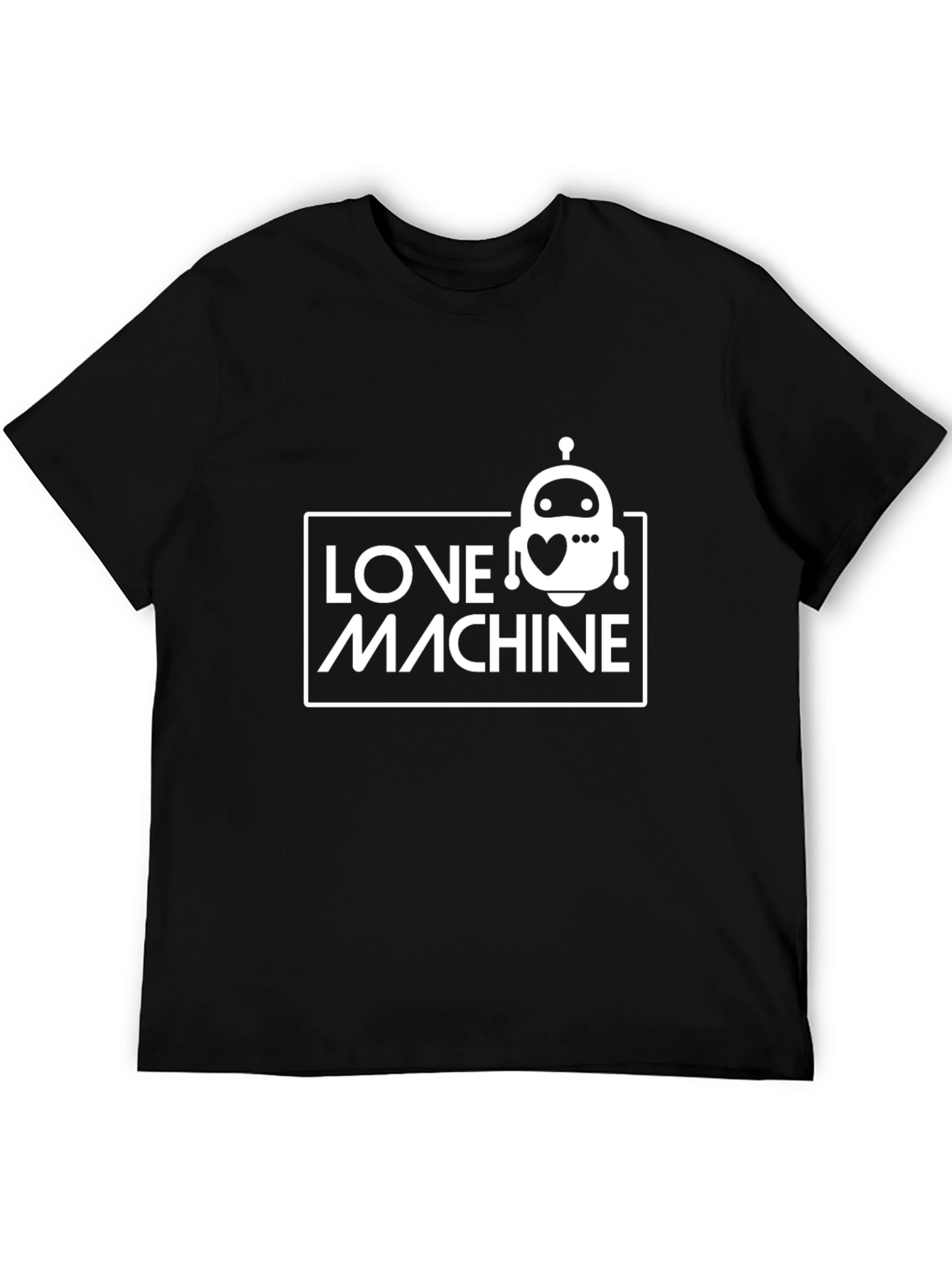 Love Machine Robot Graphic Tee - Black Casual T-Shirt