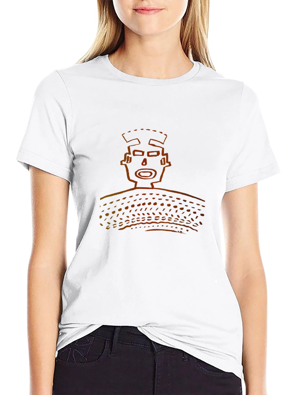 Abstract Graphic Print Black Crew Neck T-Shirt