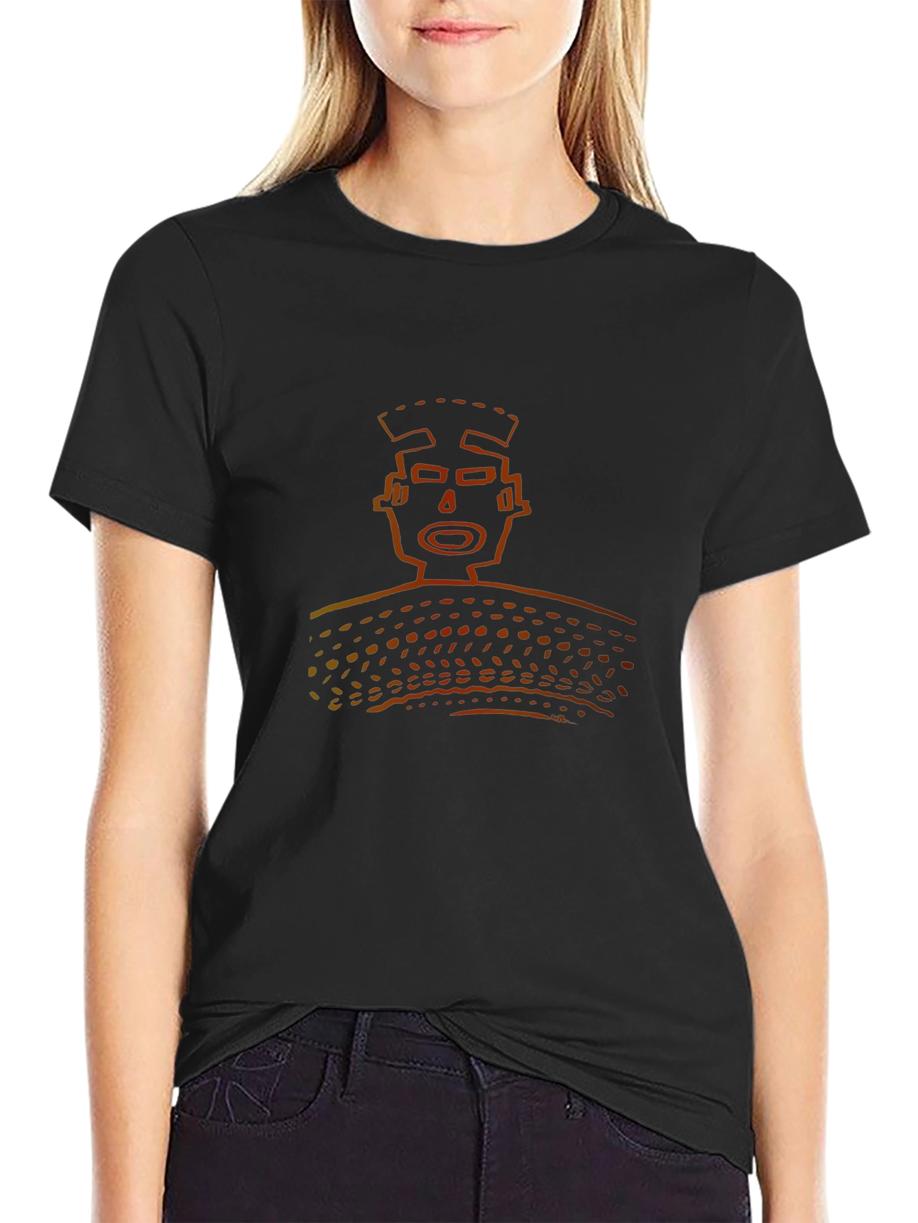 Abstract Graphic Print Black Crew Neck T-Shirt