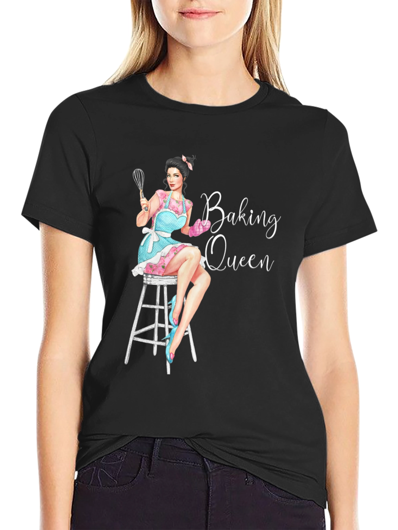 Baking Queen Graphic T-Shirt - Black