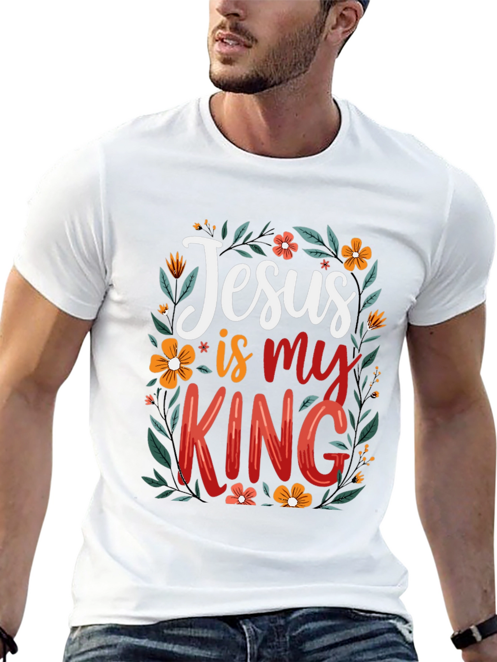 Jesus is my King Floral T-Shirt