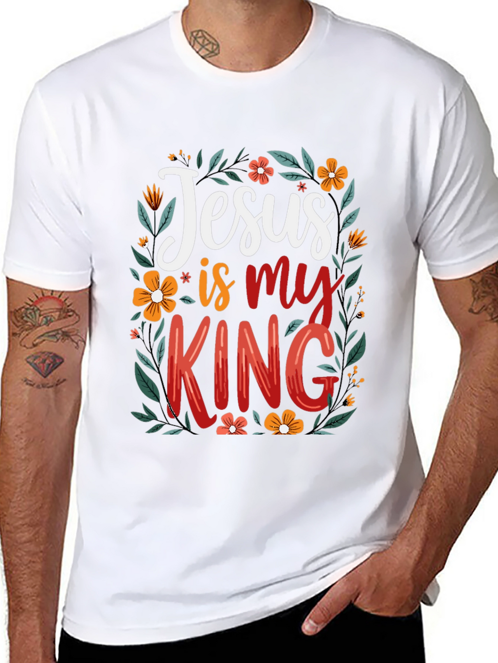 Jesus is my King Floral T-Shirt