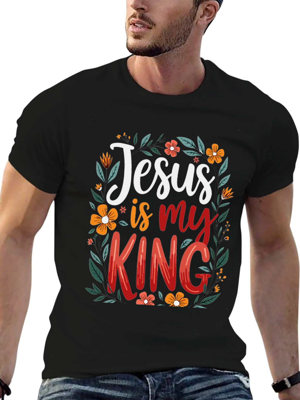 Jesus is my King Floral T-Shirt