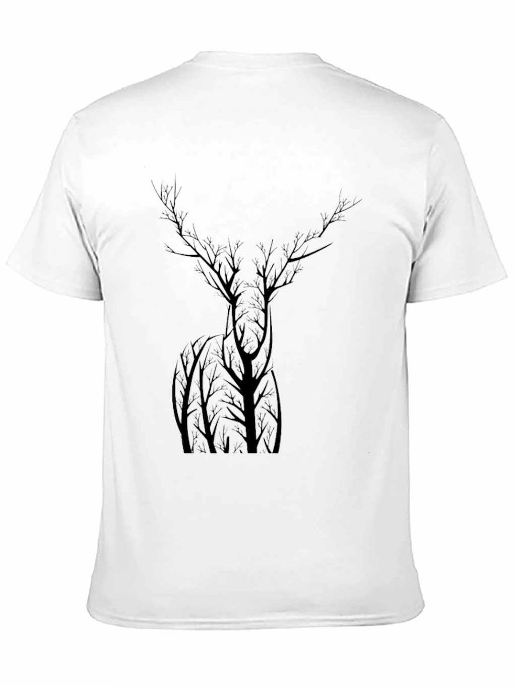 Nature Deer Tree Graphic Black T-Shirt