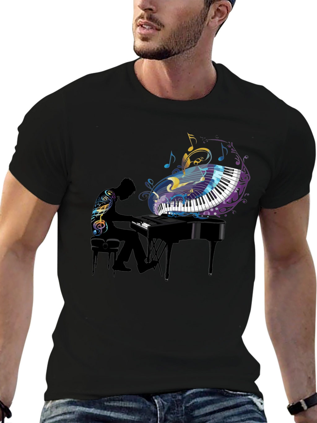 Piano Player Graphic Tee - Stylish Music Lover Shirt