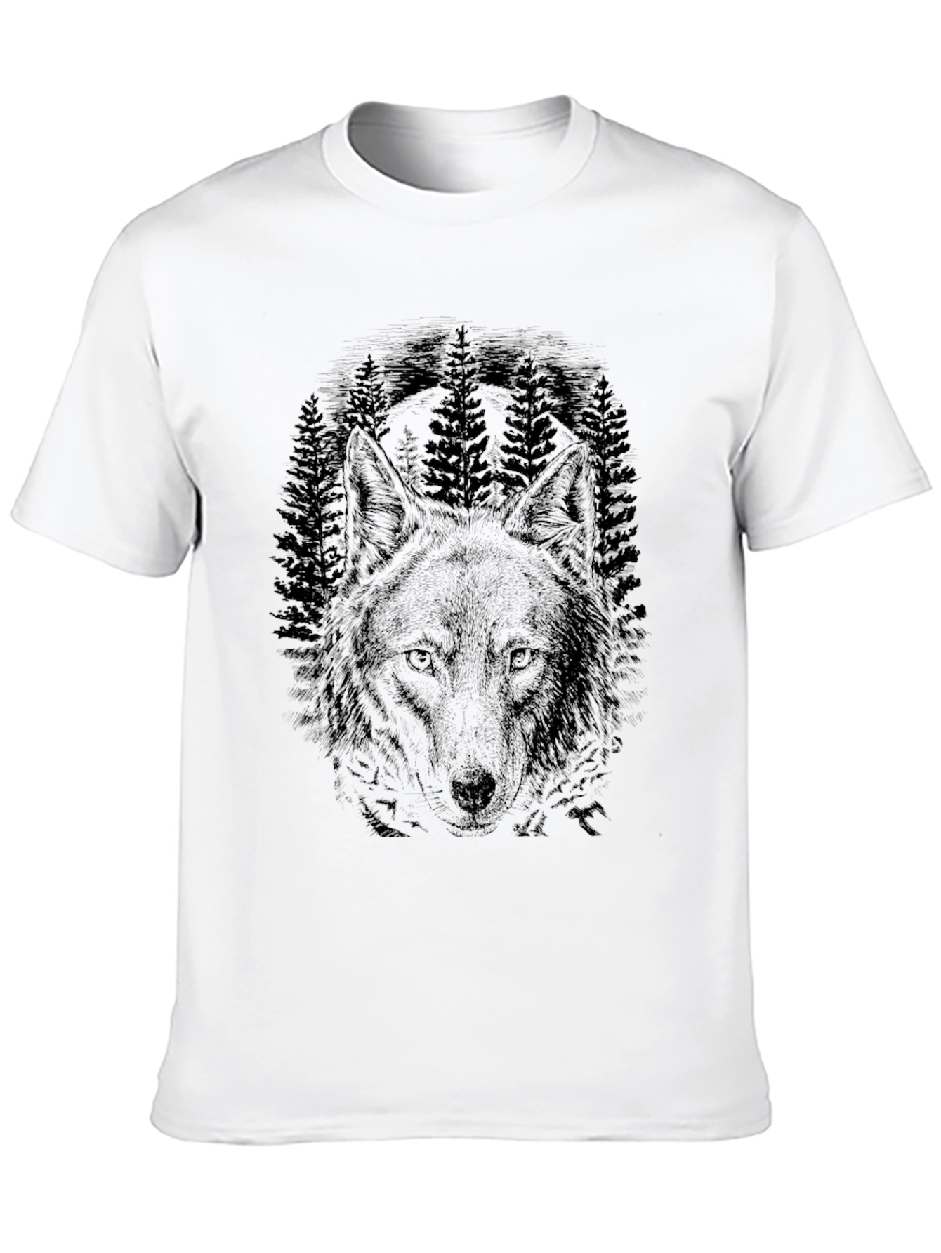 Wolf & Forest Graphic Tee - Black Cotton Blend