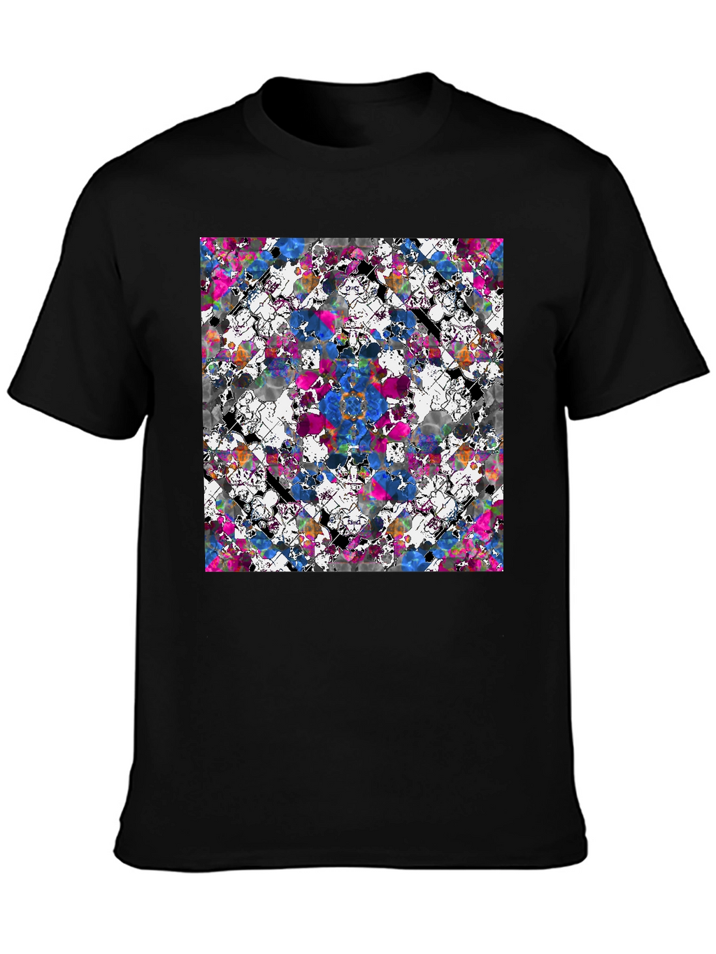 Abstract Floral Print Black T-Shirt