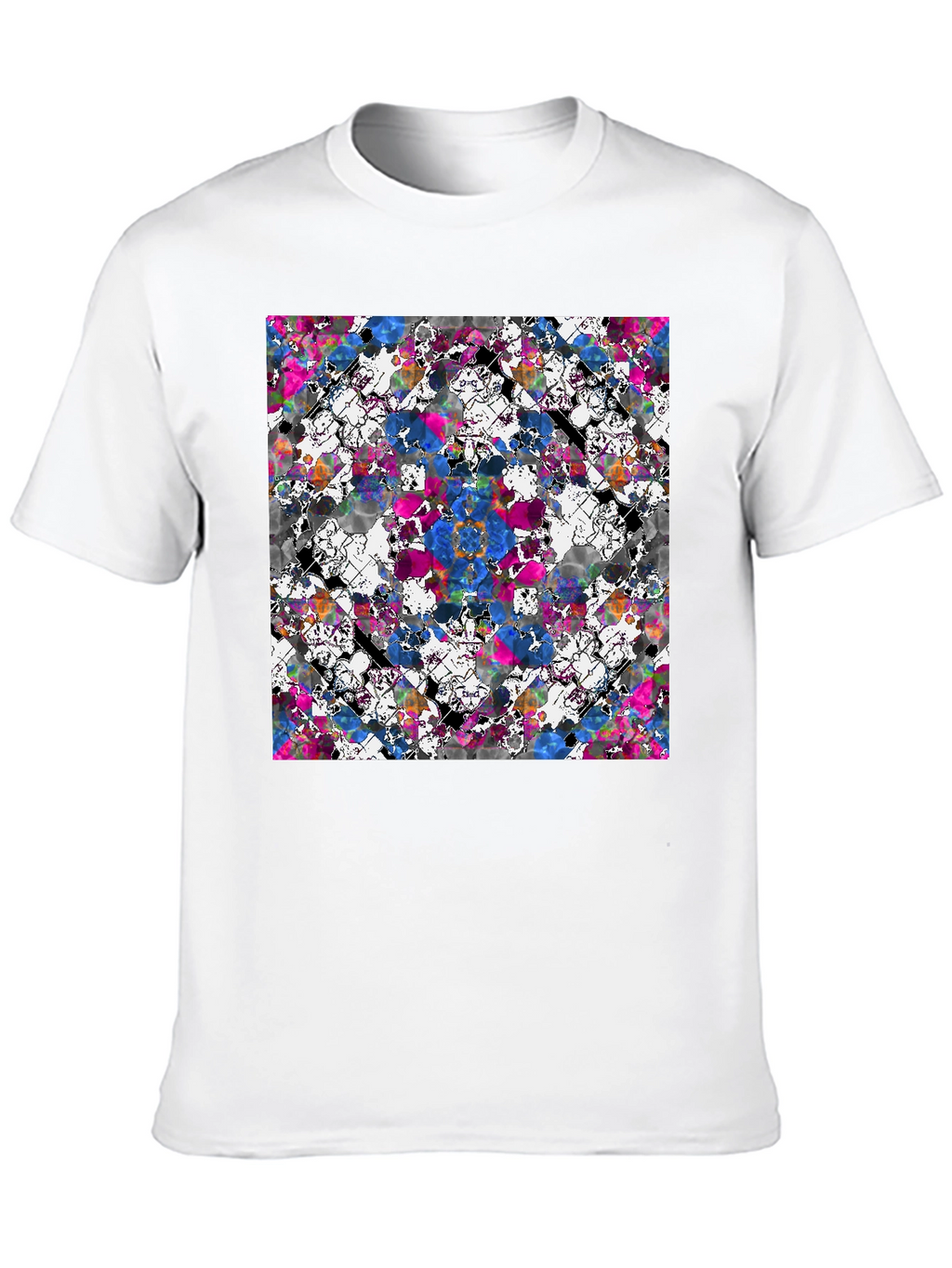 Abstract Floral Print Black T-Shirt