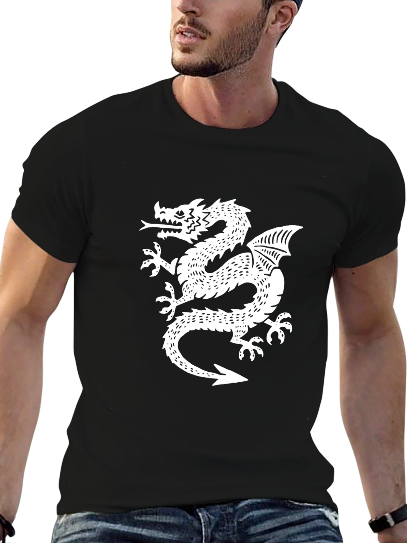 Dragon Graphic T-Shirt - Black Cotton Tee