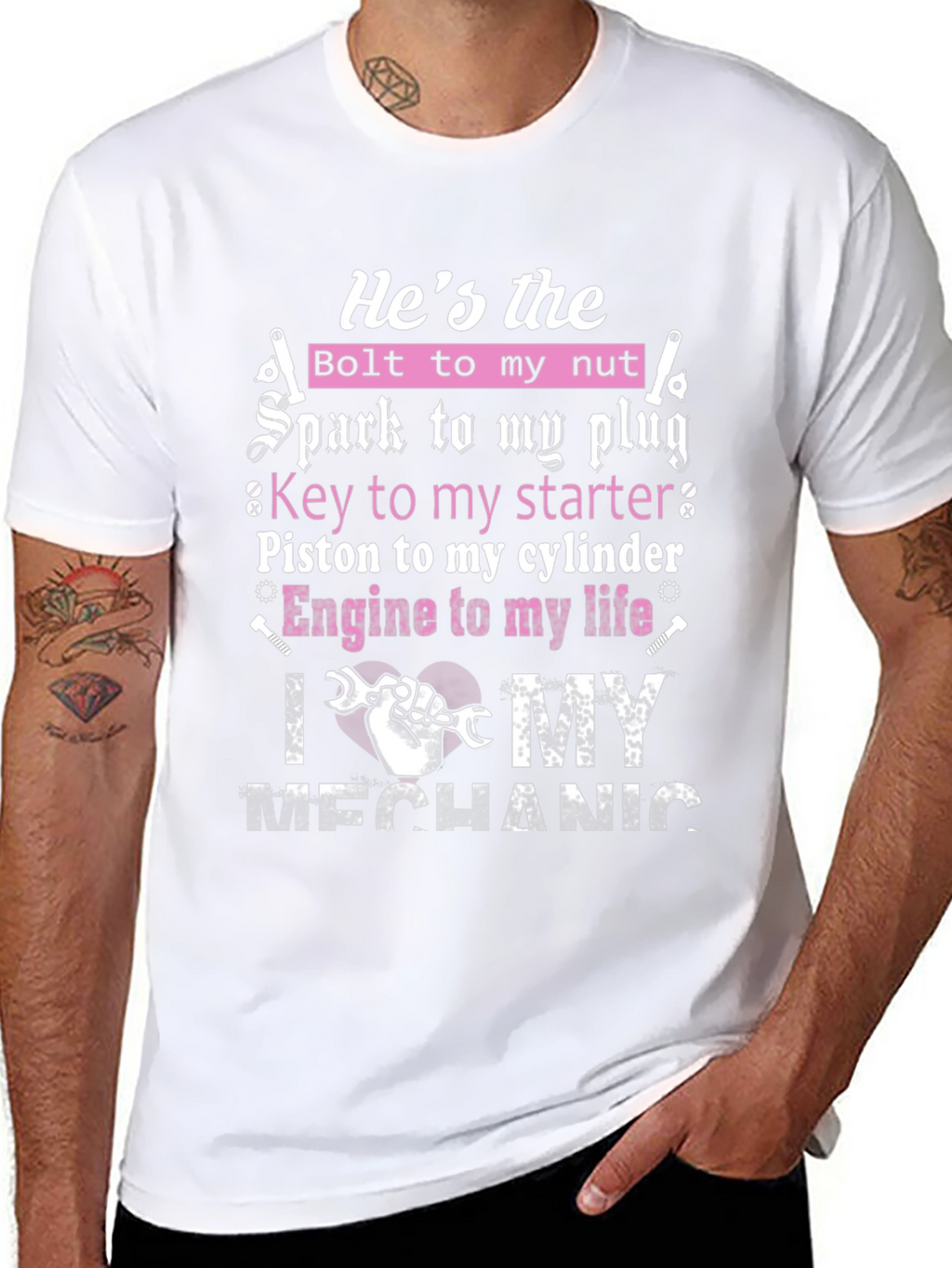 Mechanic Lover T-Shirt: Hes the Bolt to My Nut