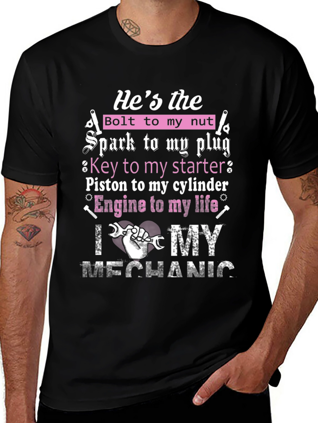 Mechanic Lover T-Shirt: Hes the Bolt to My Nut