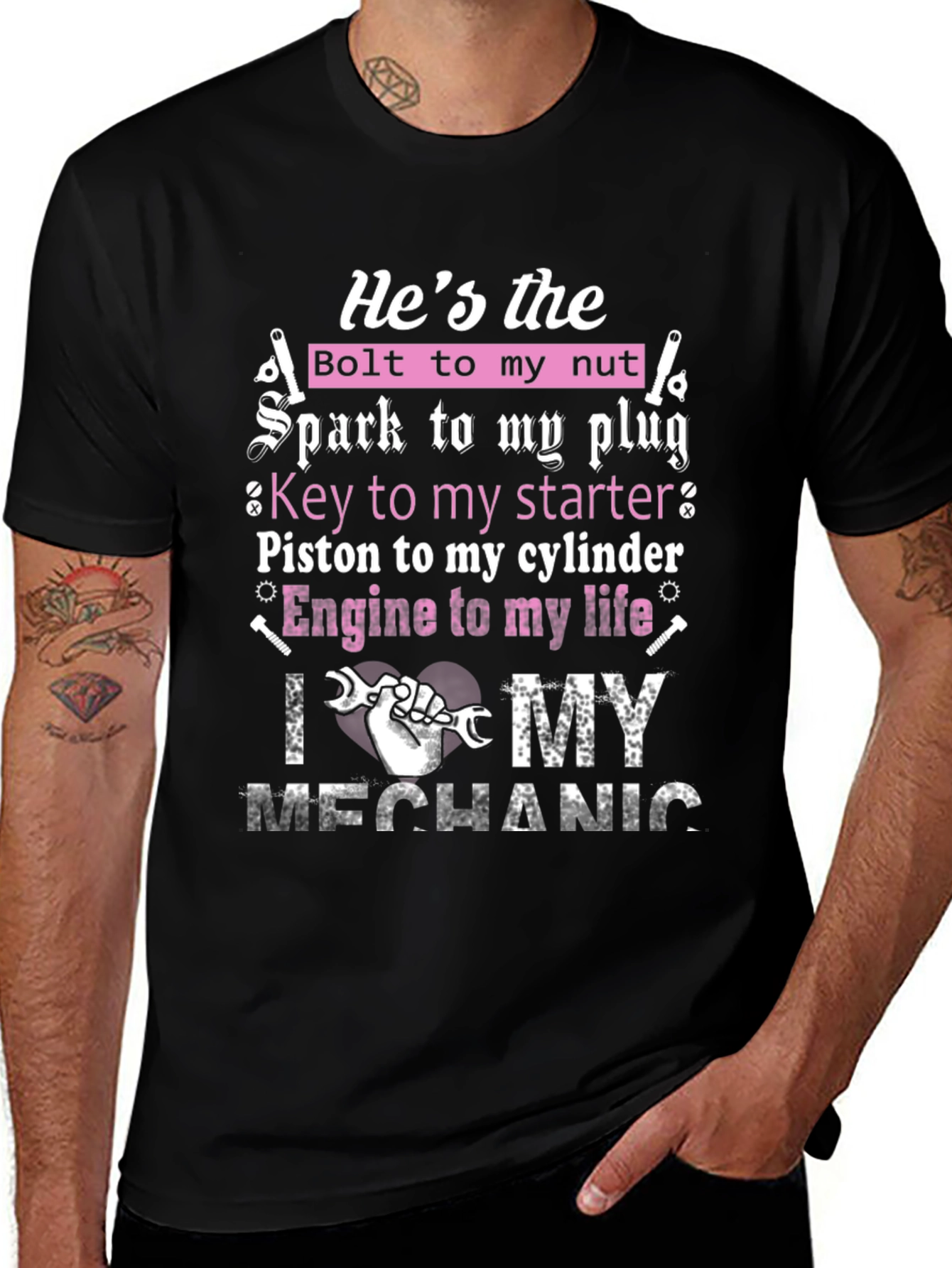 Mechanic Lover T-Shirt: Hes the Bolt to My Nut