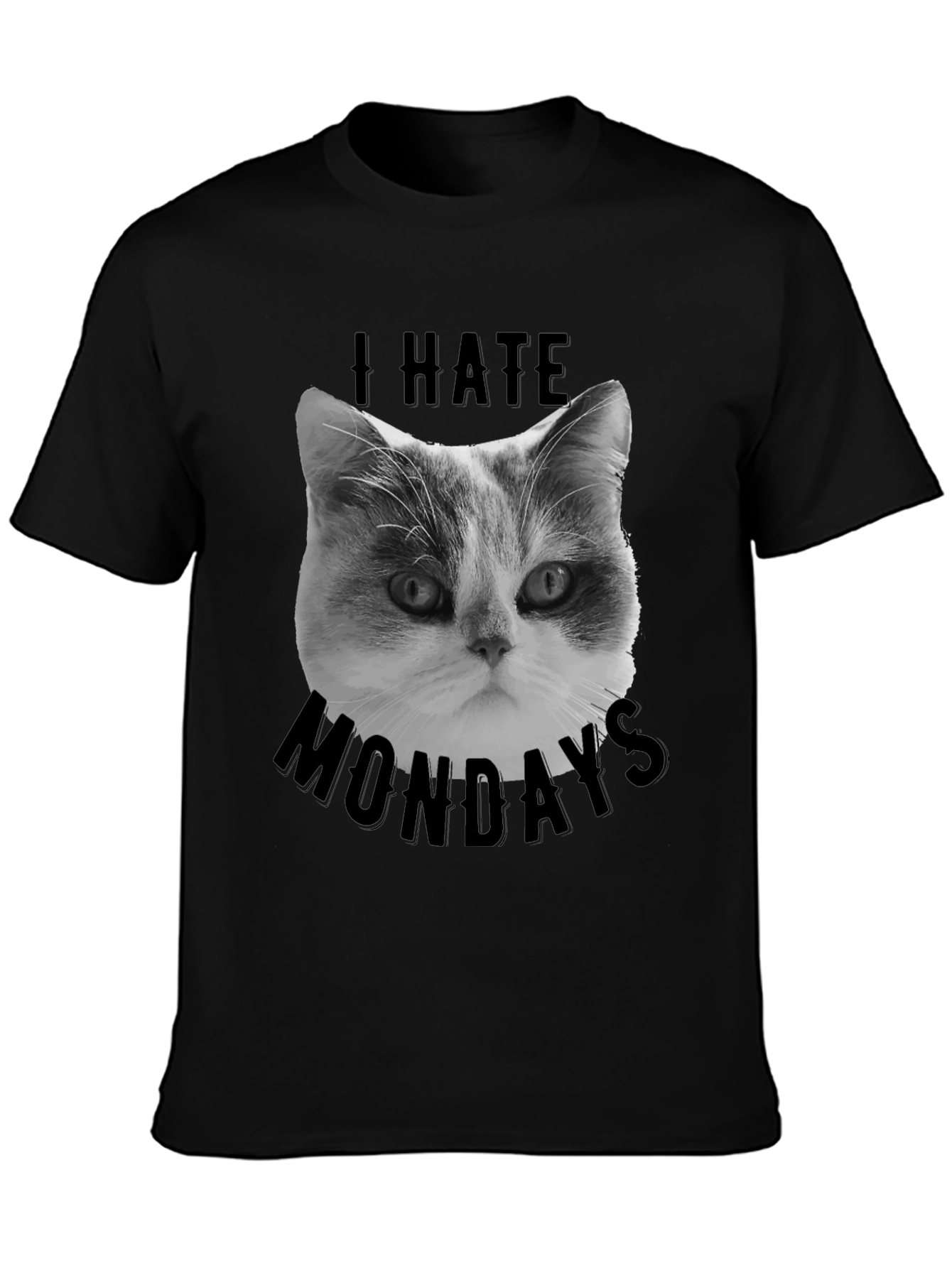 I Hate Mondays Cat Graphic Tee - Black