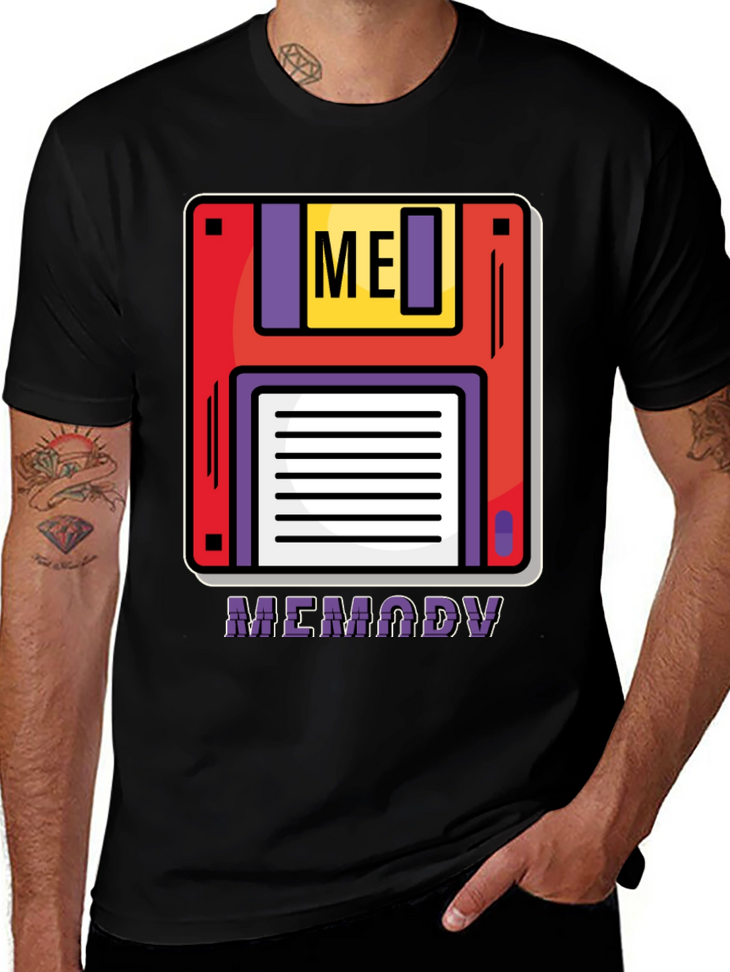 Retro Memory Floppy Disk Black T-Shirt